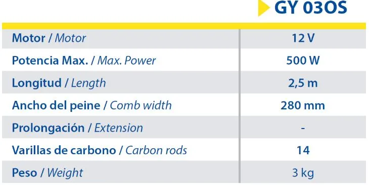 Peine Vareador Goodyear Gy 03os Fijo Power Solid 12v 500w, 14 Puas - Imagen 2